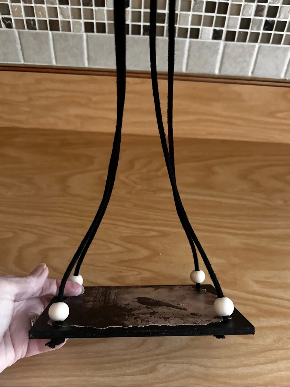 Hand Crafted Black and White Gothic Raven Wall Display hanging floating Shelf